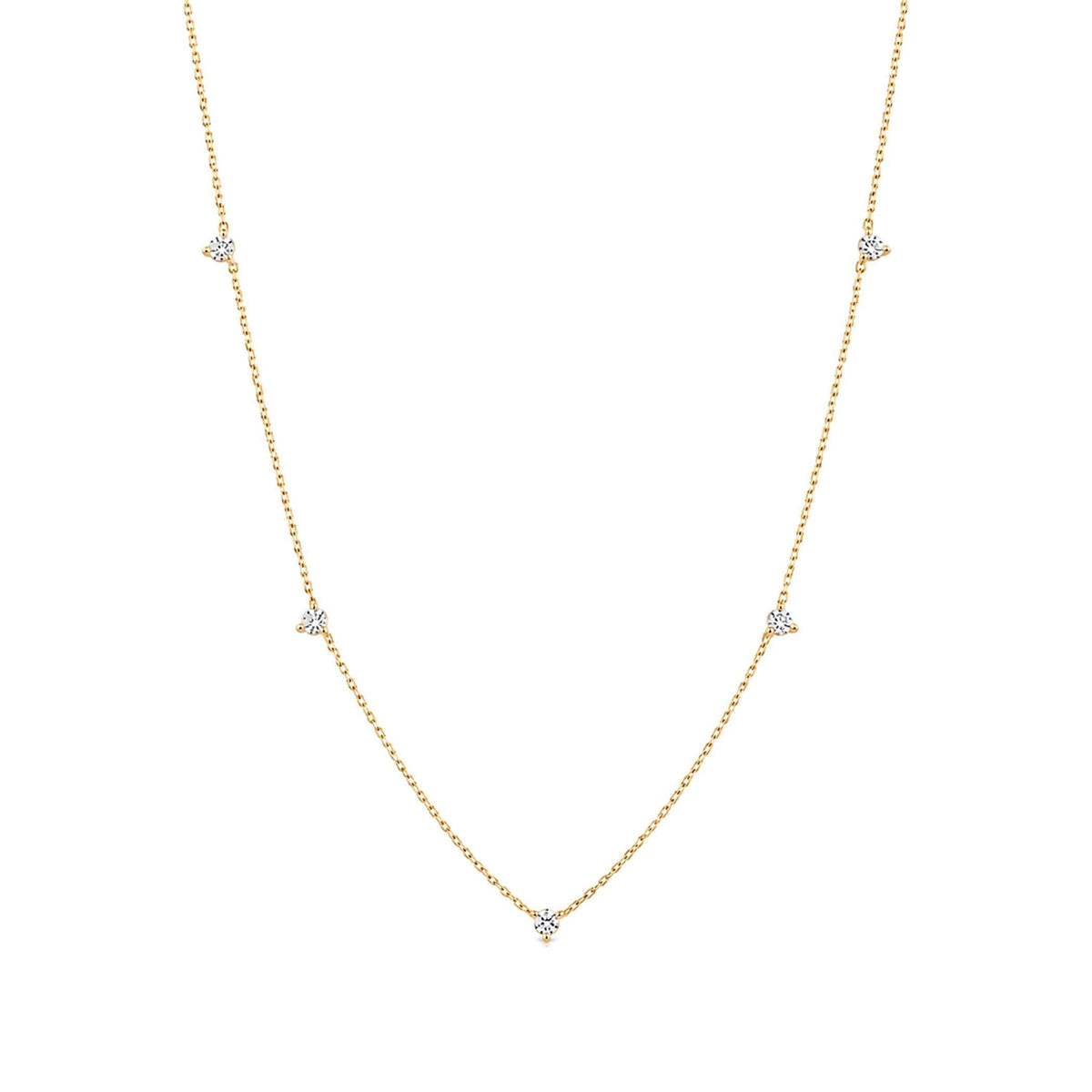 14K solid gold lab-grown diamond station necklace, main product view