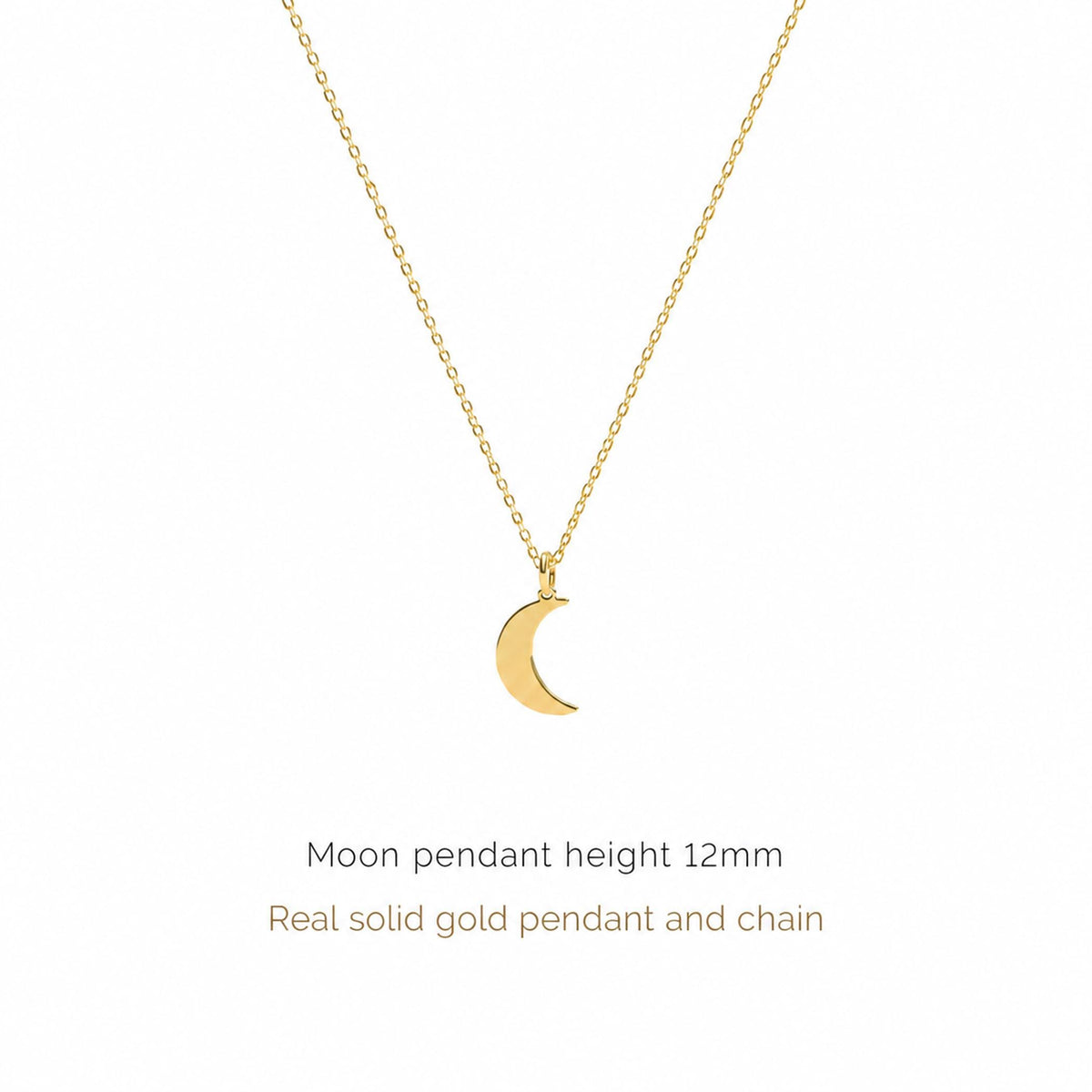 14K Solid Gold Moon Necklace – Crescent Moon Pendant – Layering Necklace, gallery view 2 of 10