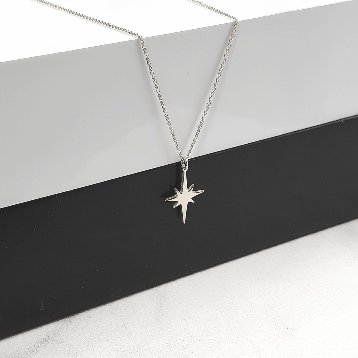 14K Solid Gold North Star Pendant Necklace, gallery view 3 of 5